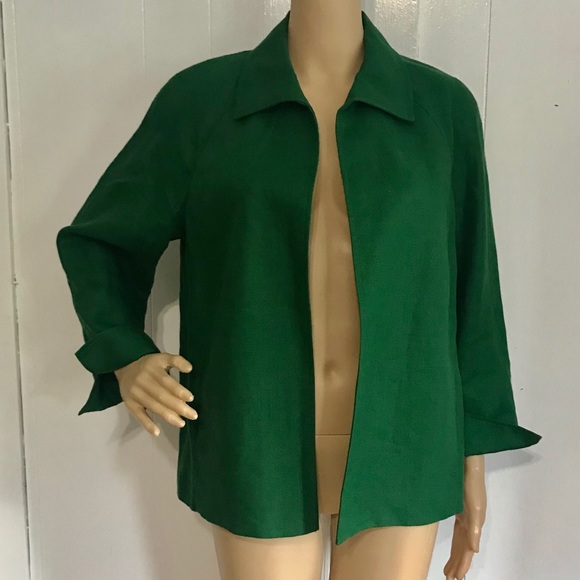 Talbots Jackets & Blazers - Talbots Collection Irish Linen Green Open Jacket